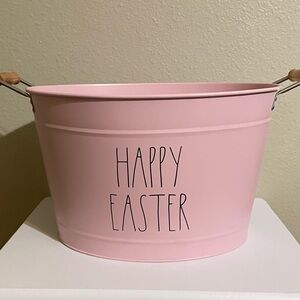 Pink Easter Basket Rae Dunn Large Happy Easter Metal Wood Bucket